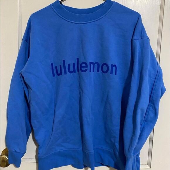 lululemon perfectly oversized crewneck blue nile logo size 4 - Picture 2 of 3